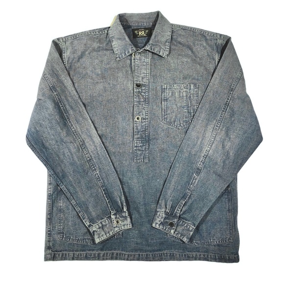 Ralph Lauren Double RRL Indigo Popover Workshirt M - Picture 10 of 13